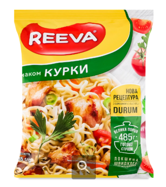 Локшина швидкого приготування Reeva зі смаком курки, 85г